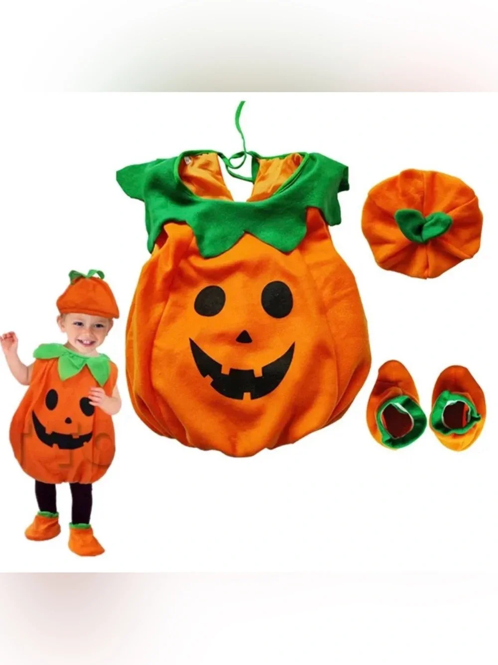 9-12 m Pumpkin Jack-O'-Lantern Kids Costume - Orange